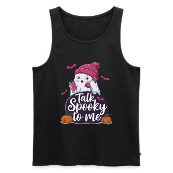 Halloween Ghost Funny Talk Spooky To Me - Männer Premium Bio Tank Top - Schwarz - Vorne - AI Model Male 178 light (178cm)