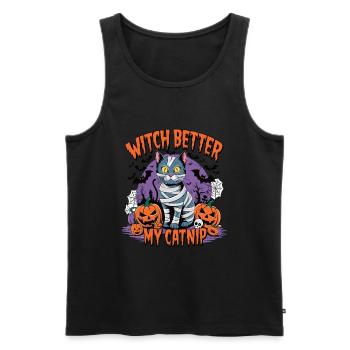 Halloween Cat Forget Candy Give Me A Cat - Men's Premium Organic Tank Top - black - Front - Michal (187cm)