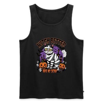 Halloween Cat Forget Candy Give Me A Cat - Men's Premium Organic Tank Top - black - Front - Michal (187cm)
