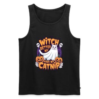 Halloween Cat Forget Candy Give Me A Cat - Men's Premium Organic Tank Top - black - Front - Michal (187cm)