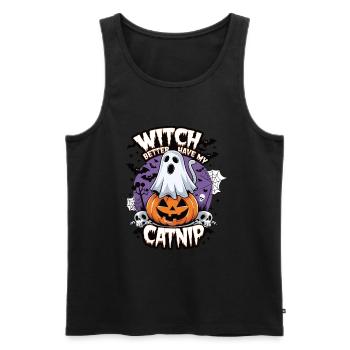 Halloween Cat Forget Candy Give Me A Cat - Men's Premium Organic Tank Top - black - Front - Michal (187cm)