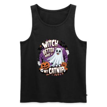 Halloween Cat Forget Candy Give Me A Cat - Men's Premium Organic Tank Top - black - Front - Michal (187cm)