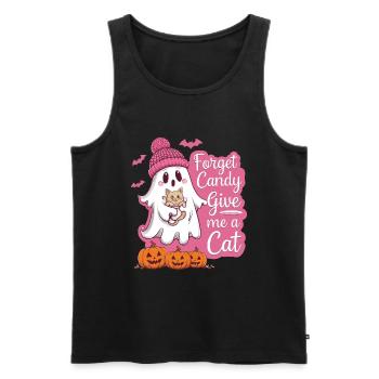 Halloween Cat Forget Candy Give Me A Cat - Men's Premium Organic Tank Top - black - Front - Michal (187cm)