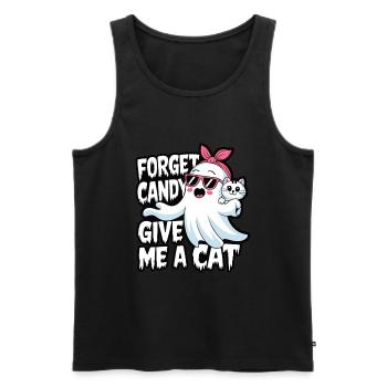 Halloween Cat Forget Candy Give Me A Cat - Men's Premium Organic Tank Top - black - Front - Michal (187cm)