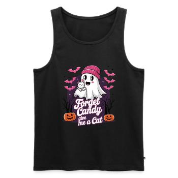 Halloween Cat Forget Candy Give Me A Cat - Men's Premium Organic Tank Top - black - Front - Michal (187cm)