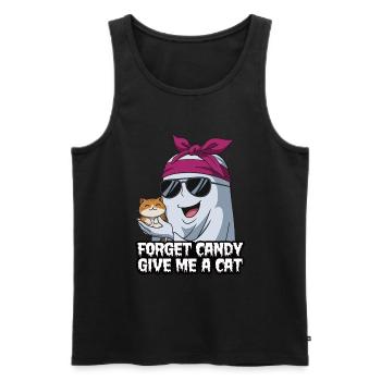 Halloween Cat Forget Candy Give Me A Cat - Men's Premium Organic Tank Top - black - Front - Michal (187cm)