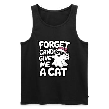 Halloween Cat Forget Candy Give Me A Cat - Men's Premium Organic Tank Top - black - Front - Michal (187cm)