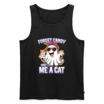 Halloween Cat Forget Candy Give Me A Cat - Men's Premium Organic Tank Top - black - Front - Michal (187cm)