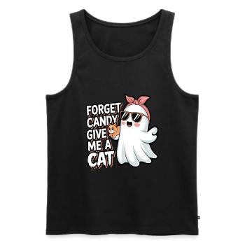 Halloween Cat Forget Candy Give Me A Cat - Men's Premium Organic Tank Top - black - Front - Michal (187cm)