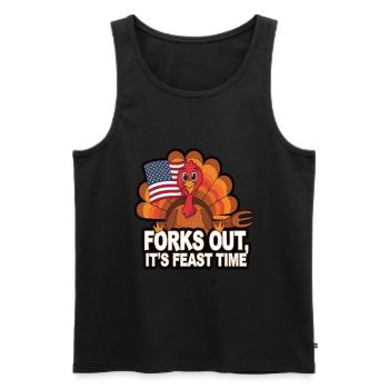 Dinde drôle de Thanksgiving - Débardeur bio Premium Homme - noir - Devant - Michal (187cm)