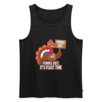 Dinde drôle de Thanksgiving - Débardeur bio Premium Homme - noir - Devant - Michal (187cm)