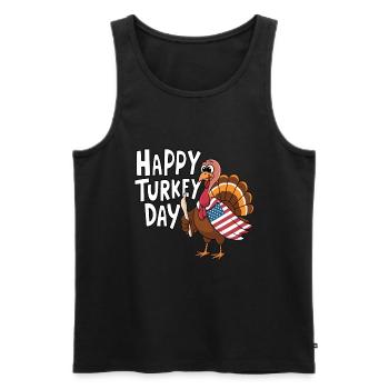Lustiger Thanksgiving Truthahn - Männer Premium Bio Tank Top - Schwarz - Vorne - Michal (187cm)