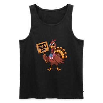 Lustiger Thanksgiving Truthahn - Männer Premium Bio Tank Top - Schwarz - Vorne - Michal (187cm)