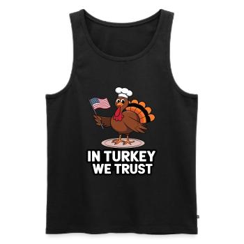 Funny Thanksgiving Turkey - Men's Premium Organic Tank Top - black - Front - Michal (187cm)