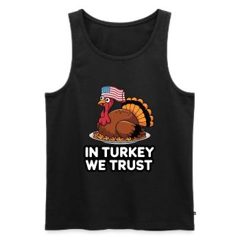 Lustiger Thanksgiving Truthahn - Männer Premium Bio Tank Top - Schwarz - Vorne - Michal (187cm)