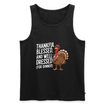 Dinde drôle de Thanksgiving - Débardeur bio Premium Homme - noir - Devant - Michal (187cm)