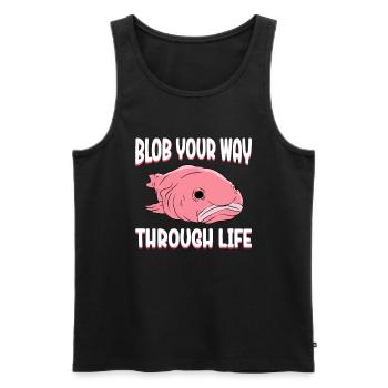 Funny Blobfish Cute Blobfish - Men's Premium Organic Tank Top - black - Front - AI Model Male 178 light (178cm)
