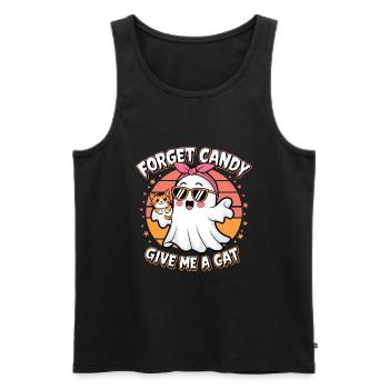 Halloween Cat Forget Candy Give Me A Cat - Men's Premium Organic Tank Top - black - Front - Michal (187cm)