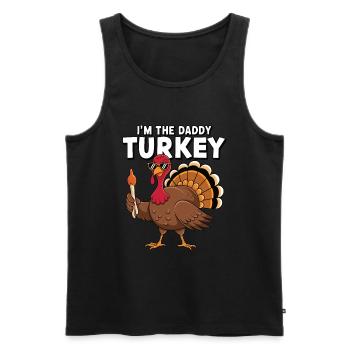 Papa Dinde Thanksgiving - Débardeur bio Premium Homme - noir - Devant - Michal (187cm)