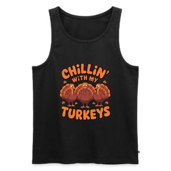 Lustiger Thanksgiving Truthahn - Männer Premium Bio Tank Top - Schwarz - Vorne - Michal (187cm)