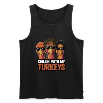 Dinde drôle de Thanksgiving - Débardeur bio Premium Homme - noir - Devant - Michal (187cm)