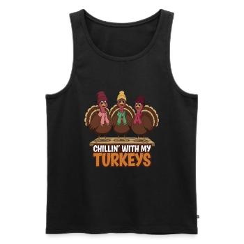 Lustiger Thanksgiving Truthahn - Männer Premium Bio Tank Top - Schwarz - Vorne - Michal (187cm)