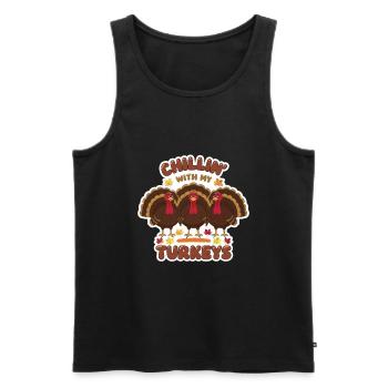 Lustiger Thanksgiving Truthahn - Männer Premium Bio Tank Top - Schwarz - Vorne - Michal (187cm)