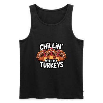 Lustiger Thanksgiving Truthahn - Männer Premium Bio Tank Top - Schwarz - Vorne - AI Model Male 178 light (178cm)