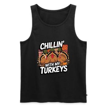 Lustiger Thanksgiving Truthahn - Männer Premium Bio Tank Top - Schwarz - Vorne - AI Model Male 178 light (178cm)