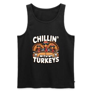 Lustiger Thanksgiving Truthahn - Männer Premium Bio Tank Top - Schwarz - Vorne - AI Model Male 178 light (178cm)