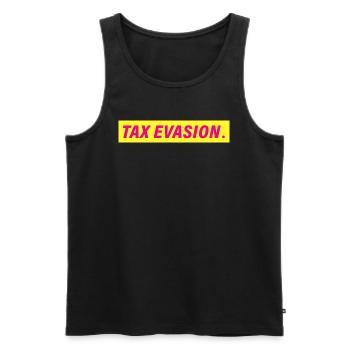TAX EVASION. FDP Design - Männer Premium Bio Tank Top - Schwarz - Vorne - AI Model Male 178 light (178cm)