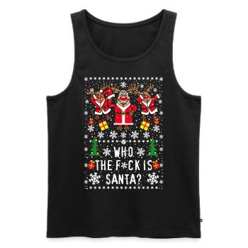 222 Cerf Rudolph Dabbing Who the Fuck is Santa - Débardeur bio Premium Homme - noir - Devant - AI Model Male 178 light (178cm)