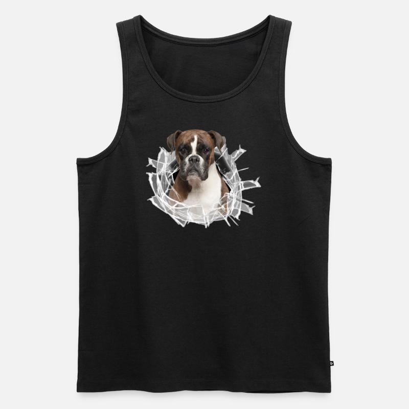 Boxer im Glas Loch - Männer Premium Bio Tank Top - Schwarz
