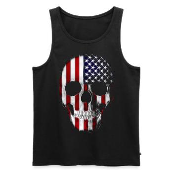 Skull America Flag - Men's Premium Organic Tank Top - black - Front - AI Model Male 178 light (178cm)
