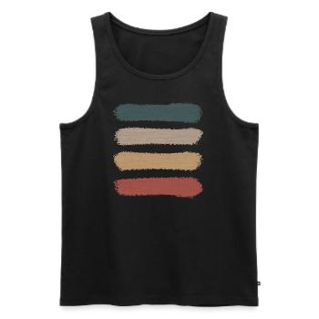 Vintage Retro Stripes "Red Sunrise" - Men's Premium Organic Tank Top - black - Front - AI Model Male 178 light (178cm)