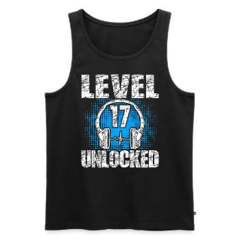 Level 17 Unlocked Birthday Gift 17 Years - Men's Premium Organic Tank Top - black - Front - AI Model Male 178 light (178cm)