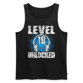 Level 18 Unlocked Birthday Gift 18 years - Men's Premium Organic Tank Top - black - Front - Michal (187cm)