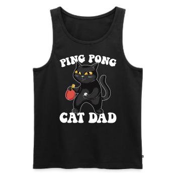 Ping Pong Cat Papa Tenue Tennis de Table Chats - Débardeur bio Premium Homme - noir - Devant - Michal (187cm)
