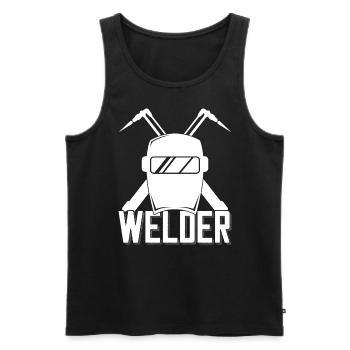 Welder helmet outfit for proud metalworkers - Men's Premium Organic Tank Top - black - Front - AI Model Male 178 light (178cm)