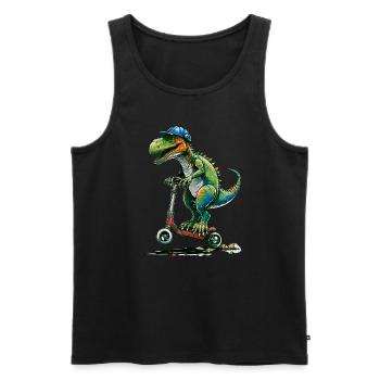 Dinosaurier auf Stuntscooter - Männer Premium Bio Tank Top - Schwarz - Vorne - AI Model Male 178 light (178cm)