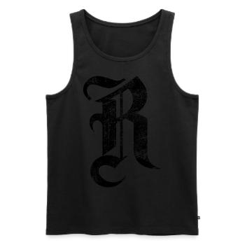 Tshirt alphabet initial R - Men's Premium Organic Tank Top - black - Front - AI Model Male 178 light (178cm)