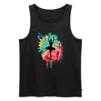 Ballerina in PopArt beim Tanzen - Männer Premium Bio Tank Top - Schwarz - Vorne - Michal (187cm)