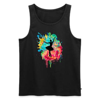 Ballerina in PopArt beim Tanzen - Männer Premium Bio Tank Top - Schwarz - Vorne - Michal (187cm)