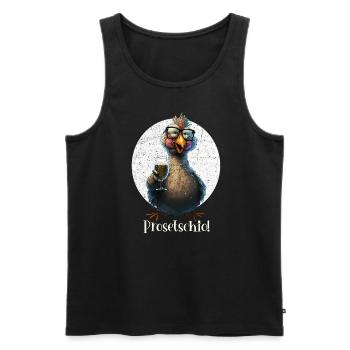 Lustiges Huhn mit Prosecco für den Mädelsabend - - Männer Premium Bio Tank Top - Schwarz - Vorne - AI Model Male 178 light (178cm)