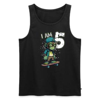Children birthday 5 years - skater monkey - Männer Premium Bio Tank Top - Schwarz - Vorne - AI Model Male 178 light (178cm)