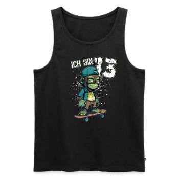 Kinder Geburtstag 13 Jahre - Skater Affe - Männer Premium Bio Tank Top - Schwarz - Vorne - AI Model Male 178 light (178cm)