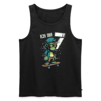 Kinder Geburtstag 7 Jahre - Skater Affe - Männer Premium Bio Tank Top - Schwarz - Vorne - AI Model Male 178 light (178cm)
