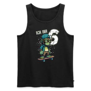 Kinder Geburtstag 6 Jahre - Skater Affe - Männer Premium Bio Tank Top - Schwarz - Vorne - AI Model Male 178 light (178cm)