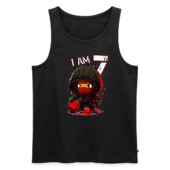 Anniversaire des enfants 7 ans - basketball et ninjas - Débardeur bio Premium Homme - noir - Devant - Michal (187cm)