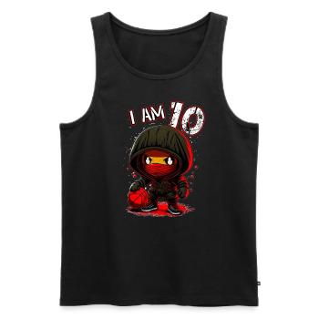 Children birthday 10 years - basketball and ninjas - Men's Premium Organic Tank Top - black - Front - AI Model Male 178 light (178cm)